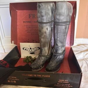 Freebird ICE OSTRICH COAL  Boots , beautiful lace-up back with side zipper.